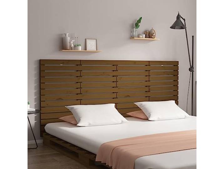 Holzbett Kopfteil aus massivem Kiefernholz, Honig braun, 166x3x91,5 cm, für Wandmontage, bietet perfekte Rückenstütze beim Lesen oder Betrachten