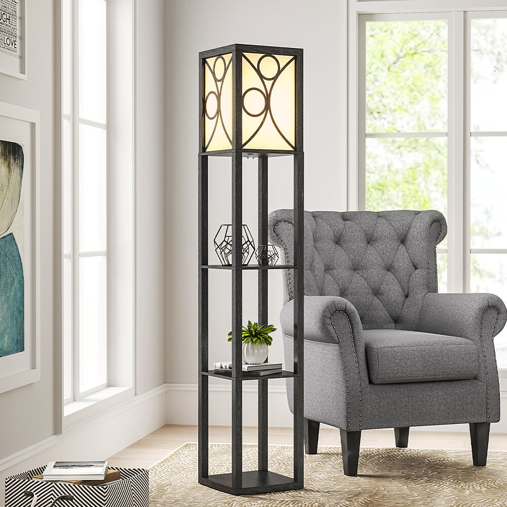 Latitude Run Millendon 160 H cm Column Floor Lamp Black 160cm H X 26cm W X 26cm D