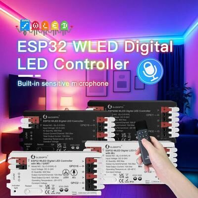 Uplift Essentials WLED ESP32 LED Controller With Mic For Addressable RGB Lighting esp32 White