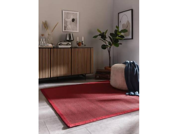 benuta Nest Sisal Naturfaser Teppich Sana - Rot 200x200 cm - Robuster Teppich für Esszimmer & Wohnzimmer - 100% Sisal Naturfaser - Zeitloses Design