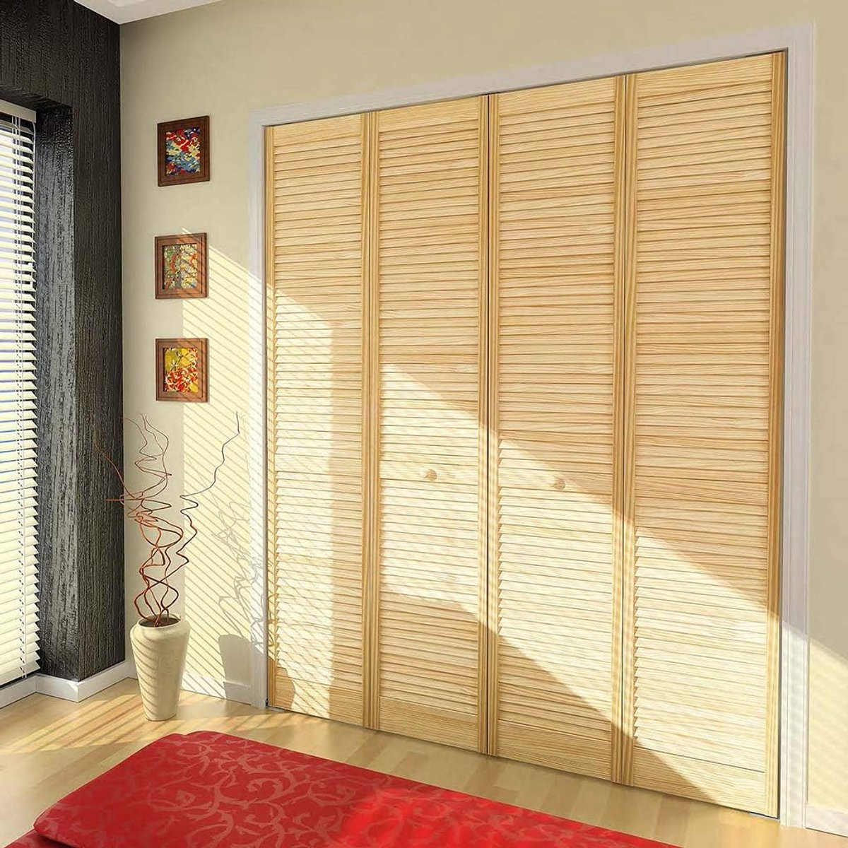 Traditionele vouwdeur met louver lamellen - 203 x 61 cm