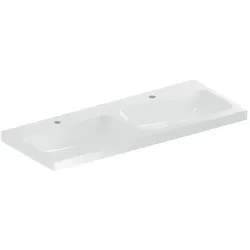 Geberit iCon Doppelwaschtisch 501838006 120x48cm, Hahnloch mittig, ohne Überlauf, weiß KeraTect