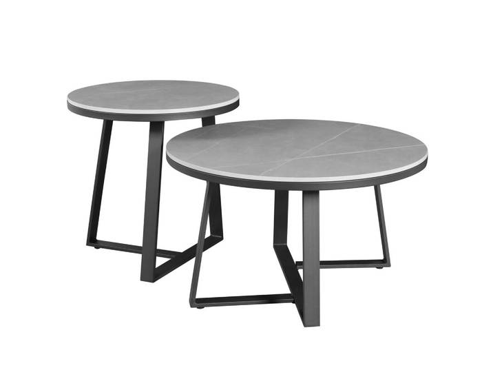 Mid.you Couchtisch, Grau, Stein, rund, 69x40x69 cm, rostfrei, regenabweisend, Wohnzimmer, Wohnzimmertische, Couchtische