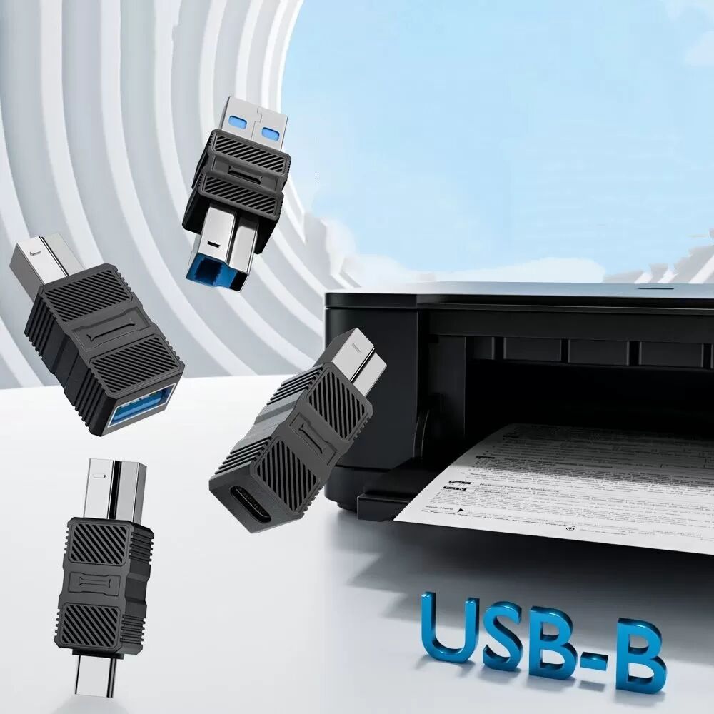 INF USB 3.0 B Stecker auf USB-C Stecker Adapter (2er-Pack) – Für Drucker, Festplatten & mehr