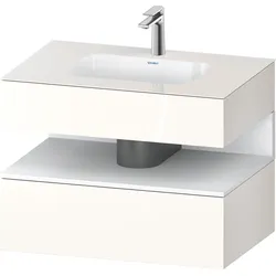 Duravit Collection One Einbauwaschtisch mit Konsolenwaschtischunterbau, 800x550x600mm, Nische Weiß Matt, QA4785018220000, Farbe: Weiß Hochglanz