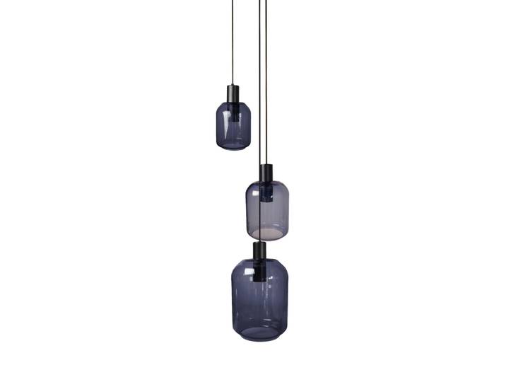 Lustre métal noir abatjour blue