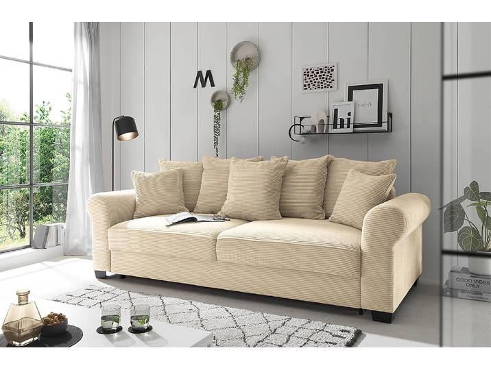 Schlafsofa Callampaya Beige Cordstoff Zuri 255 x 92 x 185cm
