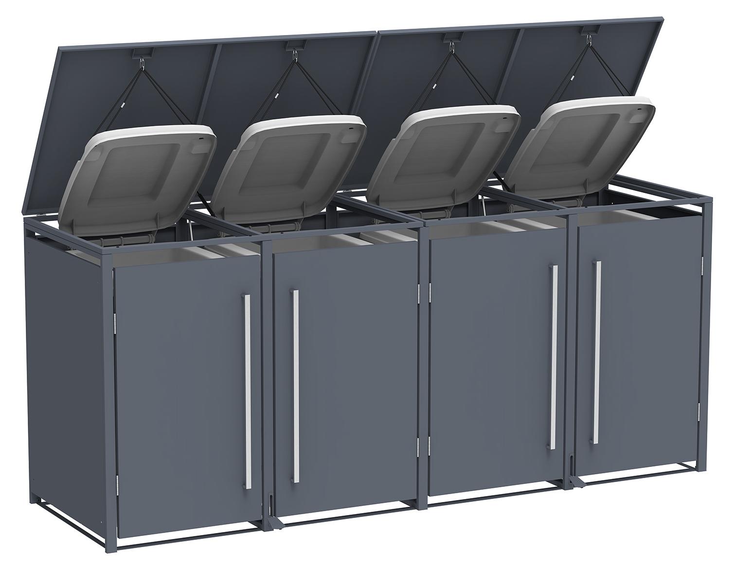 Westmann Pedura 4 Metall Mülltonnenbox mit Fußpedal 4x240 L Anthrazit