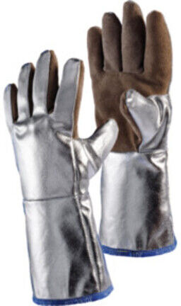 Jutec Hitzeschutzhandschuhe 5-Finger,Universalgr.natur/silb Leder EN388,EN407 Kat.III (H05LA238-W2)
