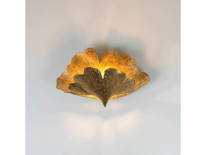 Holländer Designer Wandlampe Ginkgo, messing / gold, für Wohn- / Esszimmer, Metall, Design, Wandleuchte, Wandlampe Innen