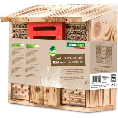 Insektenhotel WINDHAGER "zur Linde, Schutz für Insekten, Wildbienen, Marienkäfer", beige (natur), B:30cm H:27cm T:14cm, Massivholz, Insektenhotels, Insektenhotel, Nistplatz aus Massivholz, Insektenhaus 27 x 30 x 13,5 cm