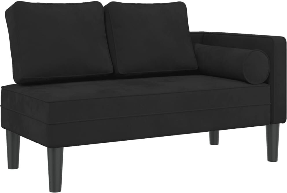 vidaXL Chaise longue avec coussins noir velours