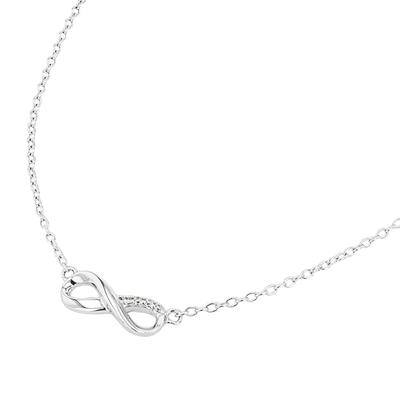 Kette mit Anhänger TOM TAILOR "Schmuck Geschenk Silber 925 Infinity Unendlichkeitsschleife", silberfarben, kristallweiß, Halsketten, Damen, Silber 925 (Sterlingsilber), L: 45 B: 1,4mm, mit Zirkonia (synth.), B:1,4mm