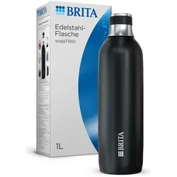 Brita sodaTRIO Edelstahlflasche, Wassersprudler Zubehör, Schwarz