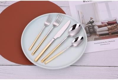 Vivience 20 Pc Flatware Set Silver With Graduated Gold Handles - Service For 4