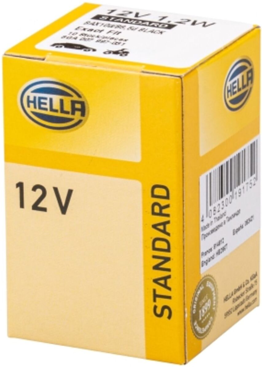 Glühlampe Halogen HELLA T5W Standard 12V, 1,2W, 10 Stück