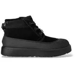UGG Unisex für Kinder. 1171299K Wetterfeste Neumel Hybrid Lederstiefeletten (36), Schwarz, Wohnung, Wildleder, Schnürsenkel, Lässig, Kinderb