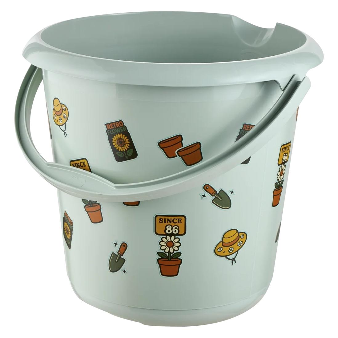 keeeper Deco-Putzeimer ilvie Garden, rund, 10 Liter Farbe: soft green, mit Aufdruck, Material: PP (1 Stk.) (1260032034600)