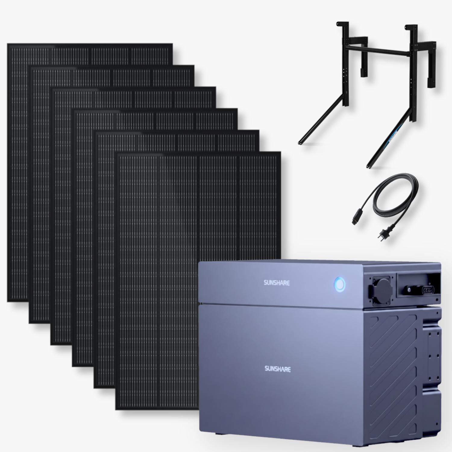 Sunshare RAY Balkonkraftwerk 1000 Wp, GLORY Speicher 4,0 kWh, Betonhalterung