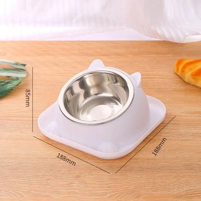 Inspired Living Stainless Steel Anti Tip Cat Bowl With Non Slip Feeding Mat white 1set