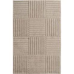 TEPPICH Hochflor RIGI in Beige, mit Cord-Streifen-Patchwork, 80 x 150 cm