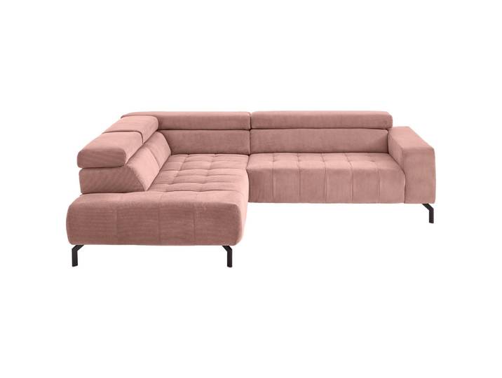 Beldomo Style Ecksofa, Altrosa, Metall, 3-Sitzer, Ottomane links, L-Form, 261x214 cm, Goldenes M, Stoffauswahl, Wohnzimmer, Sofas & Couches, Wohnlandschaften, Ecksofas