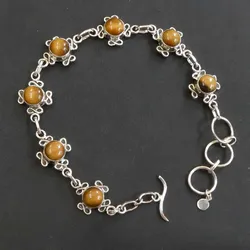 Drachensilber Armband Tigerauge Silber kunstvoll verziert 925 Silber Damen Armschmuck
