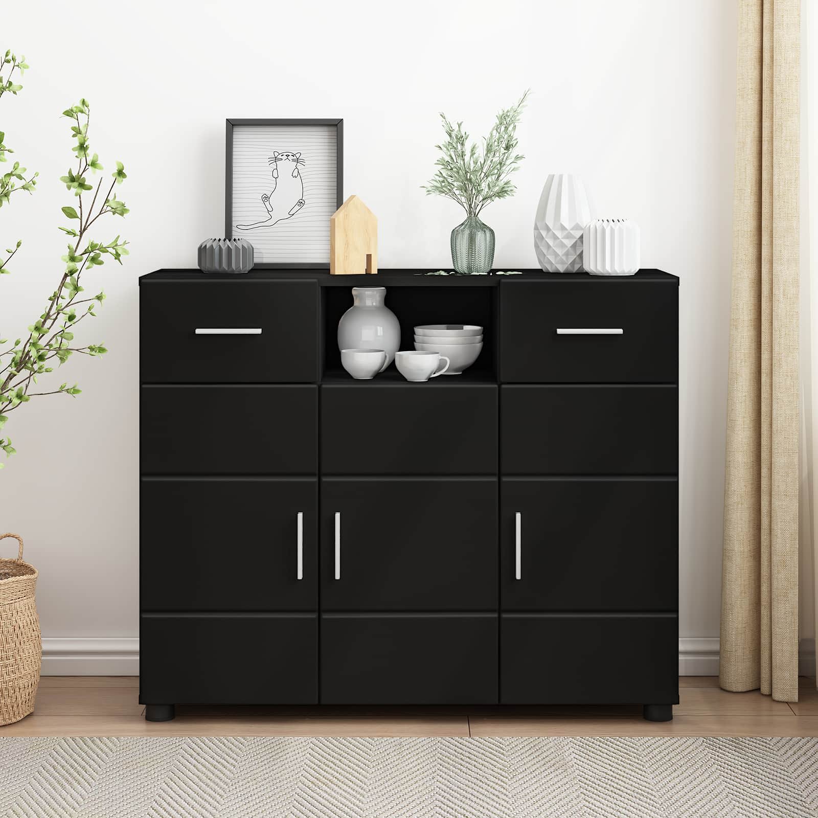 vidaXL Cabinet en Bois Noir Bois d'ingénierie