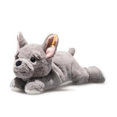 Steiff 076114 - Französische Bulldogge Brie, liegend, grau, Plüsch, 24 cm