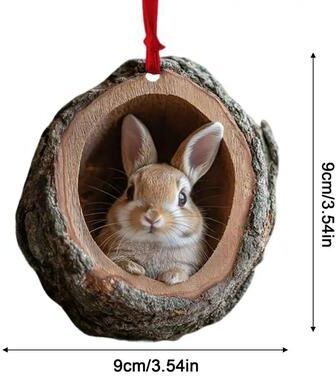 Inspire Curations Woodland Charm Acrylic Christmas Ornament Animal Tree Pendant bunny