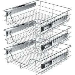 KESSER® Teleskopschublade 30-60cm Schrankbreite verchromt aus Edelstahl Schubladeneinsatz für Küchenschrank Korbauszug Schrankauszug