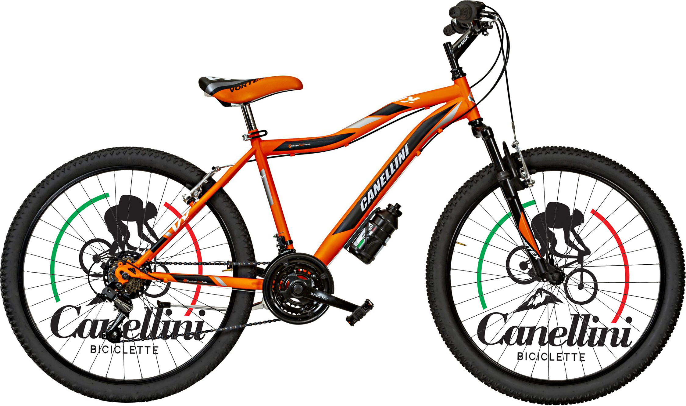 Kinderfahrrad MTB Canellini VORTEX 24" - Orange/Schwarz