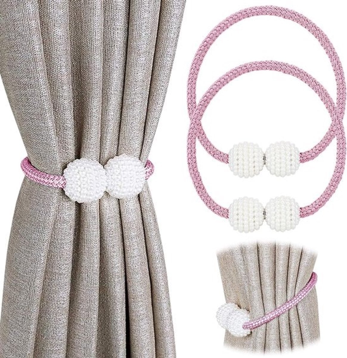 Premium Magnetische Gordijn Tiebacks Clips - 2 stuks - Roze - Decoratieve Venster Bindruggen Houders
