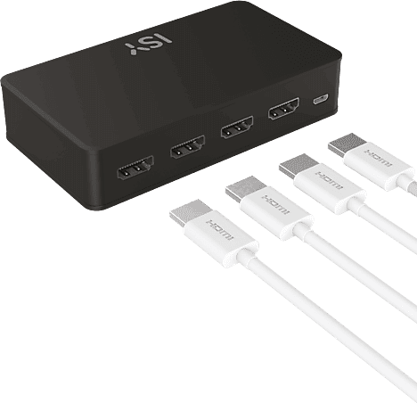 Adaptador cable - ISY IHD-9036, 3x HDMI input, 1x output, Max. resol 4K@60 Hz, Con mando, Negro