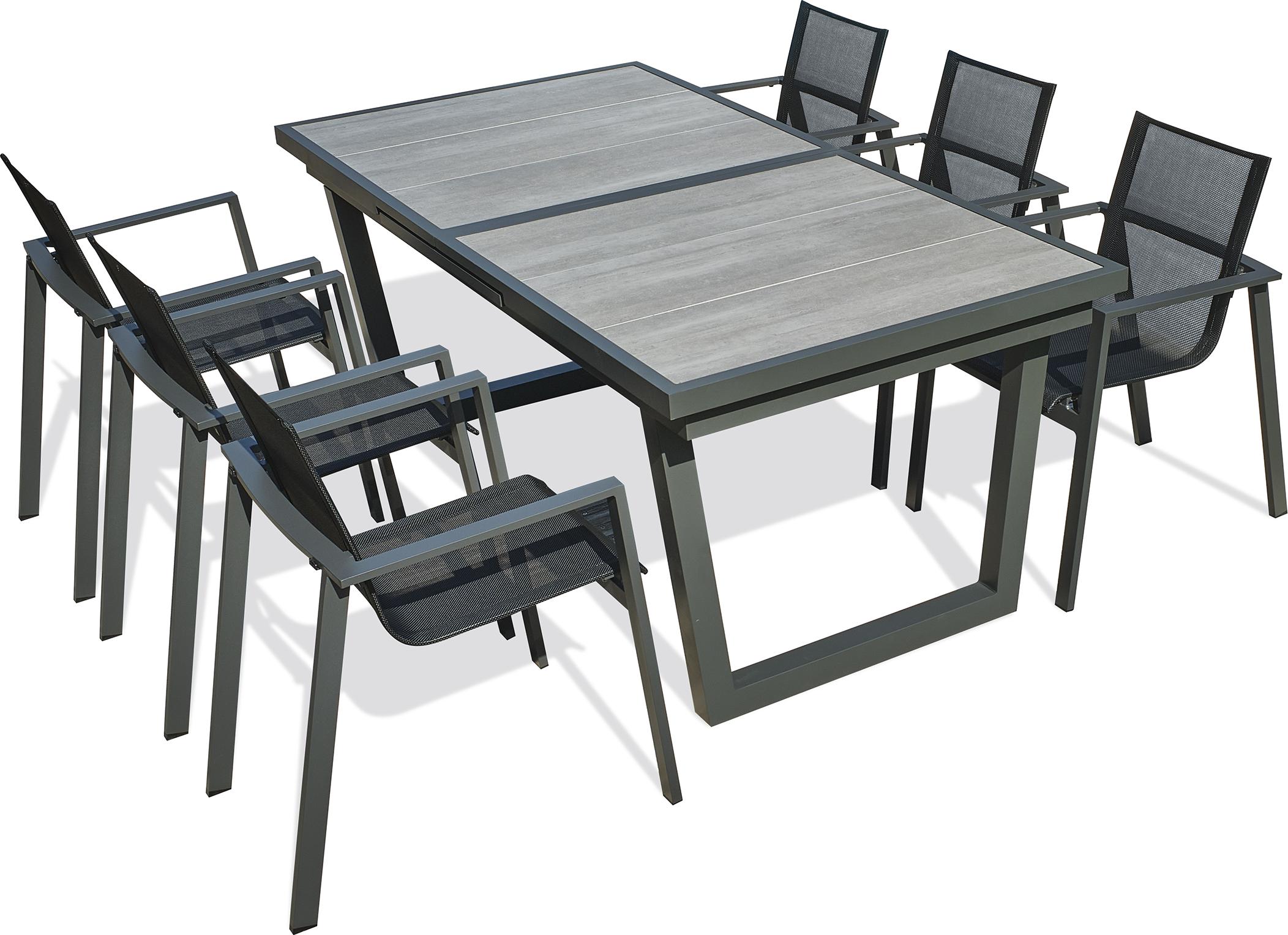6-Sitzer-Essgruppe ausfarbenem Aluminium und Keramikplatte
