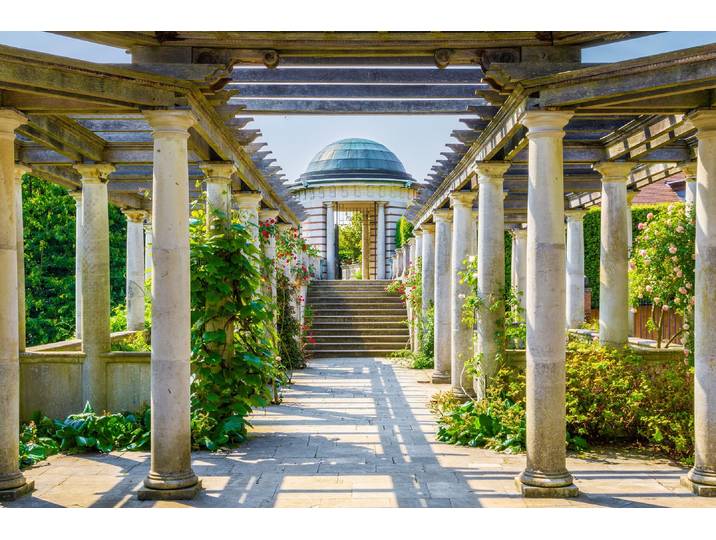 Fototapete PAPERMOON ARCHITEKTUR-PERGOLA HÜGEL GARTEN LONDON SÄULEN BLUMEN , bunt, B:3m L:2,23m, Vlies, Tapeten, Fototapete