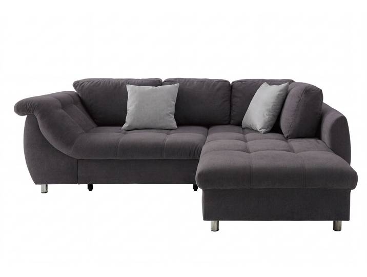 Ecksofa Schlafcouch L-Garnitur Bettkasten Ottomane rechts Mikrofaser Anthrazit / 17005