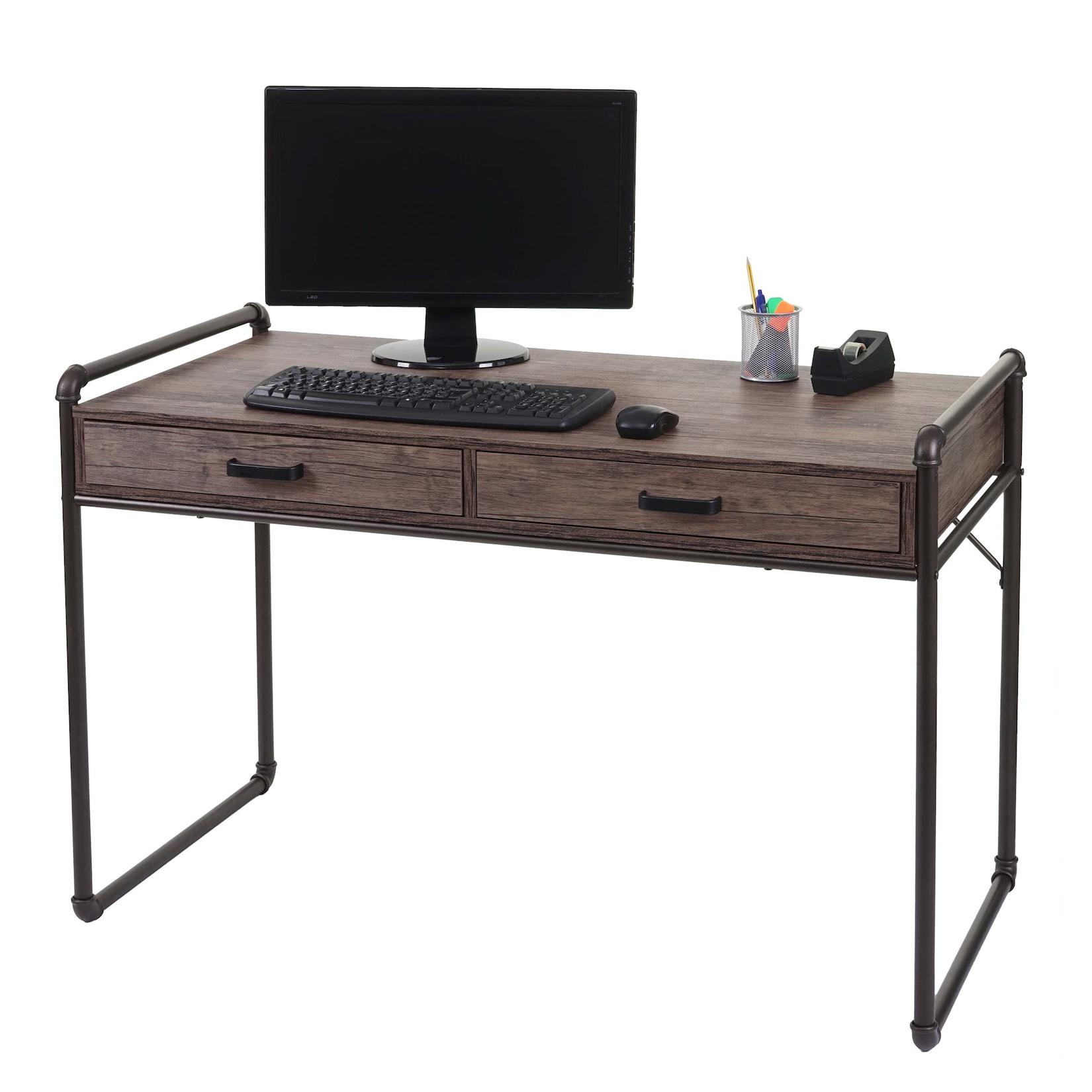 Schreibtisch MCW-F58, Bürotisch Computertisch, Industriedesign 75x120x60cm 3D-Struktur ~ braun