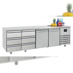 Chefgastro 700 Kühltisch 2 Türen 6 Schubladen BxTxH 2330x700x850mm