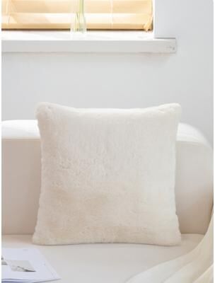 DynamicDeals Luxury Faux Fur Pillow Cover Ultra Soft Plush Cushion Case For Sofa, Bed & Cozy Home Decor white 17.72 Inches