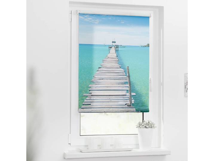 Klemmfix Rollo El Mar 120 x 150cm Blau