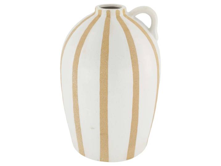 Vase Flasche Keramik, Weiss-Braun Decofinder