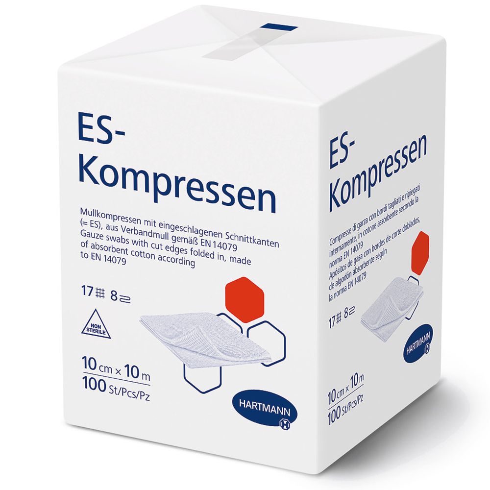 Es-Kompressen unsteril 10x10 cm 8fach 100 St Kompressen