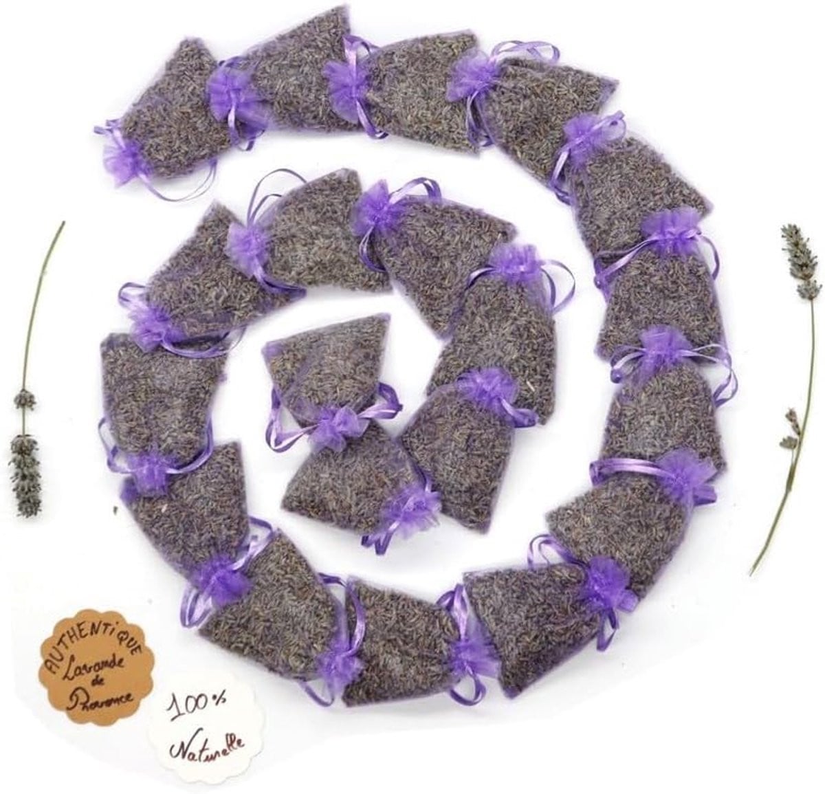 Thijox 20 geurzakjes lavendel Super Bleue met 120 g gedroogde lavendel uit Provence voor kast, lade en wasgoed