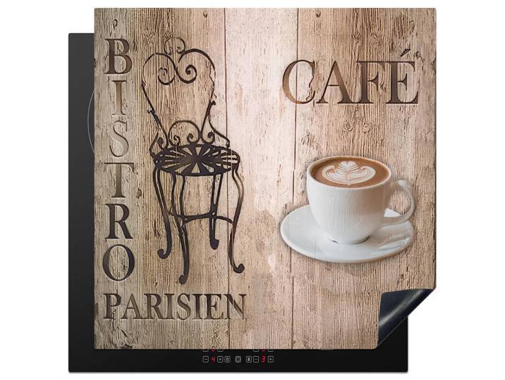 MuchoWow Herabdeckplatte - Bistro Parisien - Café - Kaffee - Jahrgang - 78x78, Cappuccino, Kunststoff, Quadratisch, 78x78x0.2 cm, Geschirr, Tischkultur & Serviergeschirr, Servierplatten