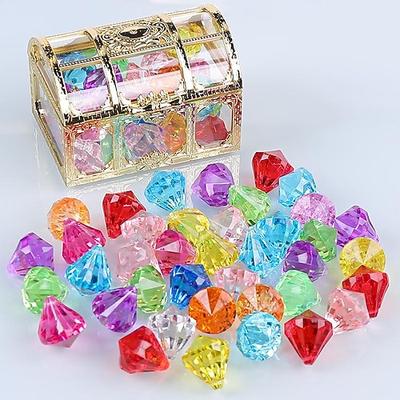 Kinder Diamant Edelstein Spielzeug Nachahmung Kristall Mädchen Kunststoff Acryl sieben-Farben Prinzessin Schloss Schatztruhe Schatztruhe
