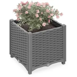 Relaxdays Pflanzkübel in Rattan-Optik Grau