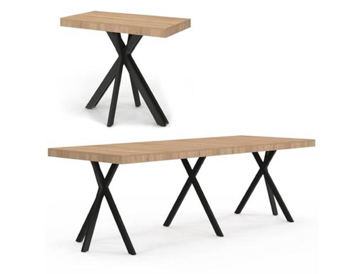 IDMarket - Ausziehbarer Konsolentisch ALIX 10 Personen 235 cm Industriedesign