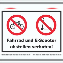 HB-Druck Schild Fahrrad und E-Scooter abstellen verboten A3 (297x420mm)
