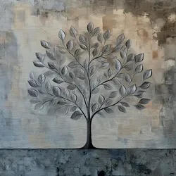 EUROART Wandbild 80 x cm Silver Tree IV Aluminium Beige